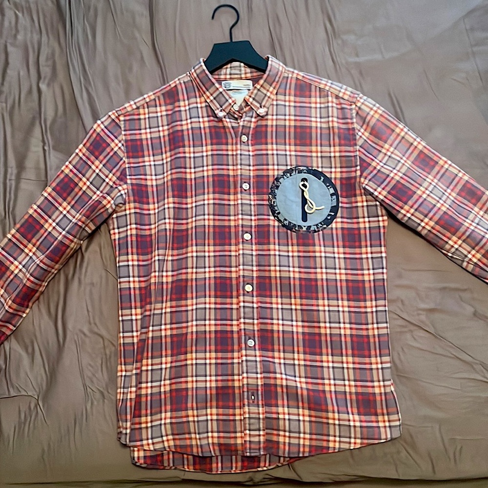 VISVIM Long Sleeve Button Shirt. Deerskin pocket design.